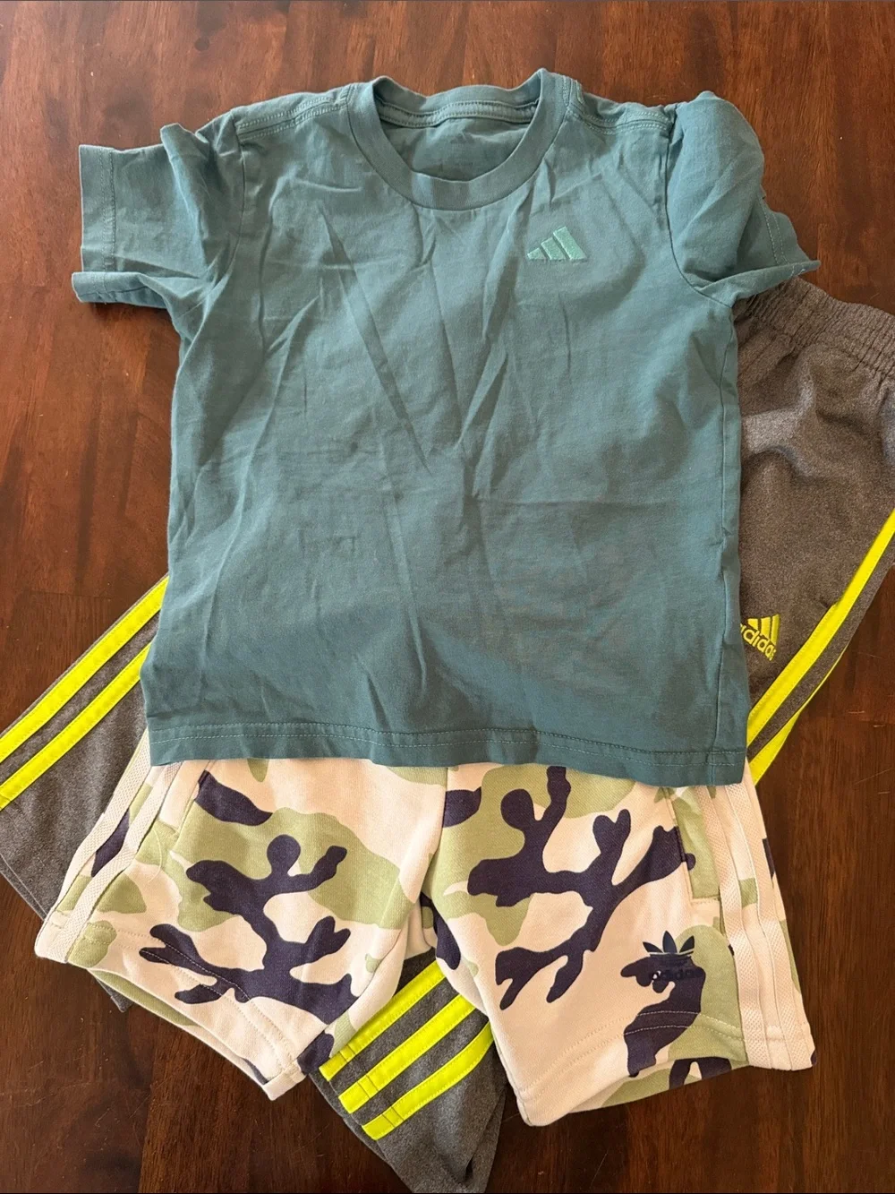 adidas Gray Sweatpants with Neon Yellow Stripes